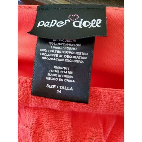 Paper Doll above knee cap sleeve red womans size 14 dress PLUS SIZE CASUAL - Picture 3 of 4